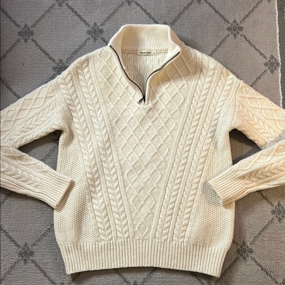 Woolover 1/4 Zip Cable Knit Sweater